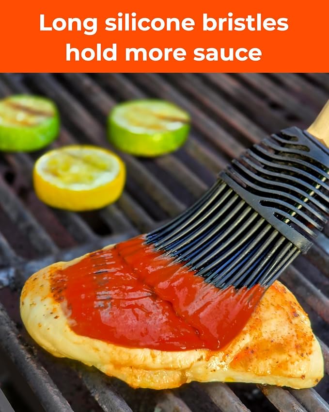 Grill Basting Brush, Silicone BBQ Basting Brush for Cooking Oil & Sauce, Heat-Resistant Baster for Grilling, Barbecue Tool, Dishwasher-Safe Food Basting Mop for BBQ, Smoking & Roasting