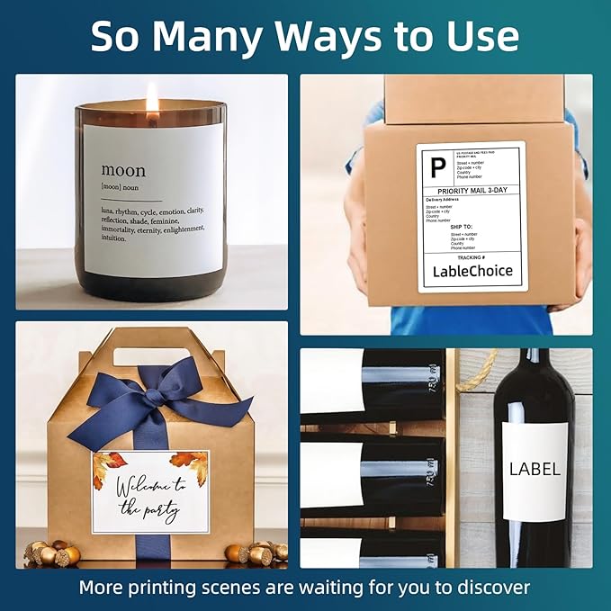 500 Sheets 2000 Labels 4"x5" 4 Up Shipping Address Labels for Laser & Inkjet Printers, Permanent Adhesive 4 per Page Shipping Stickers