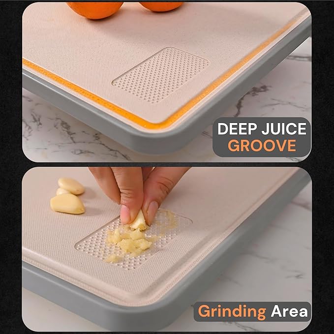Zoane Creations Premium Double Sided 304 Stainless Steel Cutting Board | Non Toxic, Heavy Duty Stainless Steel Chopping Board with Juice Groove | Dishwasher Safe Kitchen Board - Rubik Grooved Diamond