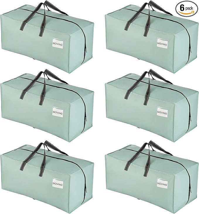 VENO 6 Pack Heavy Duty Moving Bags with Backpack Straps, Zippers & Handles, Extra Large Packing Bags for College Dorm Essentials, Moving Supplies Alternative to Cardboard Moving Boxes