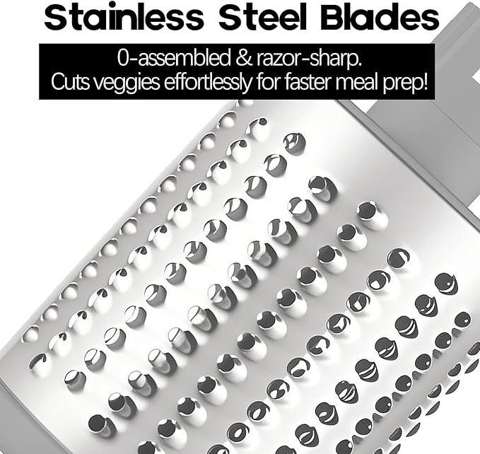 Ancevsk Rotary Cheese Grater with Handle, Kitchen Speed Hand Crank Vegetable Slicer, Potato Hash Brown Shredder Spinning Nut Grinder with 3 Replaceable Stainless Steel Drum Blades (White)