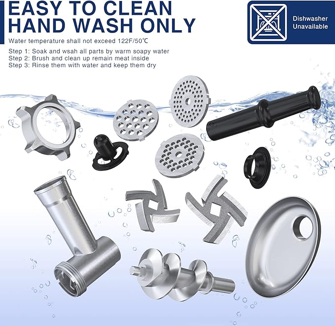 CHEFFANO Meat Grinder, 2600W Max Stainless Steel Meat Grinder Electric, ETL Approved Heavy Duty Meat Mincer Machine with 2 Blades, 3 Plates, Sausage Stuffer Tube & Kubbe Kit for Home Kitchen Use