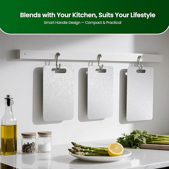 Titanium Cutting Board 6" × 9.5", 100% Pure Titanium Kitchen Cutting Board, Double-Sided Metal Chopping Board for Meat, Fruits & Vegetables, Lightweight, Durable & Dishwasher Safe
