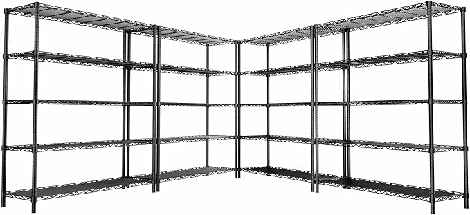 Storage Shelves Heavy Duty, 4 PCS 48" L x 20" W x 72" H Garage Wire Shelving Unit Loads 2000LBS, 5-Tier Adjustable Metal Industrial Utility Shelf Rack for Kitchen, Laundry Room, Warehouse, Basement