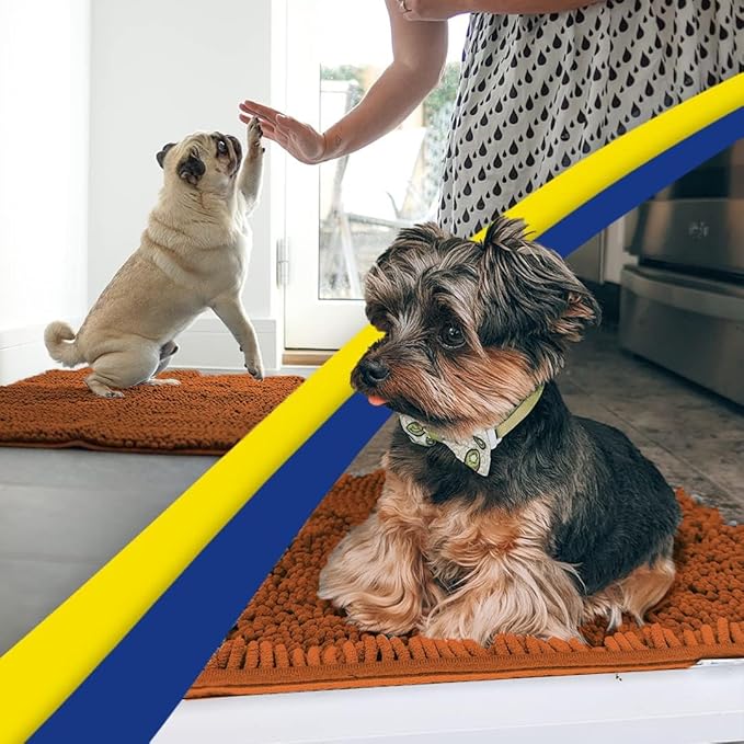 Muddy Mat® | Super Absorbent Door Mat Indoor, Microfiber Quick Dry Chenille Entryway Rug, Non-Slip Front Door Mat, Indoor Mats for Entryway, Machine Washable Pet Rug, Orange 24"x36"