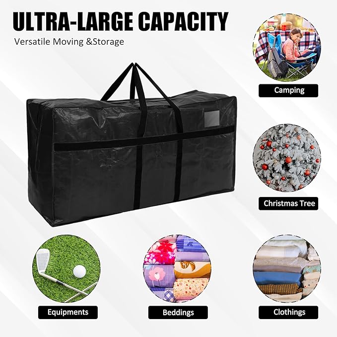 Windyun 6 Pack 69 Gallon Extra Large Moving Bags XXL Heavy Duty Storage Bag with Strong Zipper Handle Jumbo Big Tote Box Foldable for College Dorm Travel Clothes Duffle Blanket Pillow(Black)