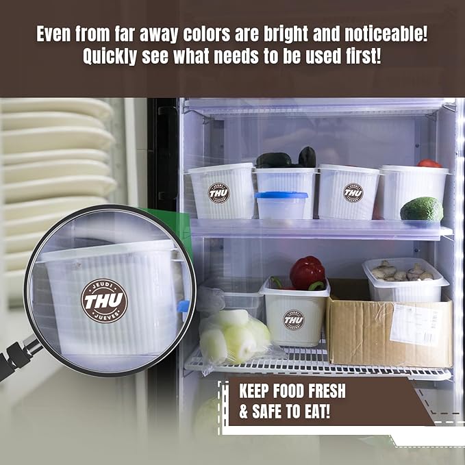 Easy Identification Date Stickers 7,000 Days of The Week Stickers – Thursday 3/4" Days of The Week Food Labels – Day Dots for Food – Restaurant Supplies – Best by Commercial Kitchen Supplies