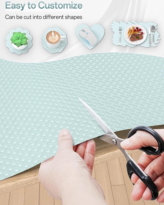 Shelf and Drawer Liner for Kitchen Cabinet, Non-Adhesive 18in x 240in Waterproof Contact Paper Refrigerator Liners Thickened Durable EVA Material Non Slip Mat for Dresser Cupboard Pantry Protector