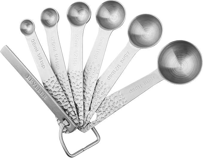 Hotsyang 18/8 Stainless Steel Measuring Cups and Spoons set 14 for Baking & Kitchen, 5 Metric & US Measuring Cups and 6 Measuring Spoons,1 Leveler and 2 Rings for Dry & Liquid