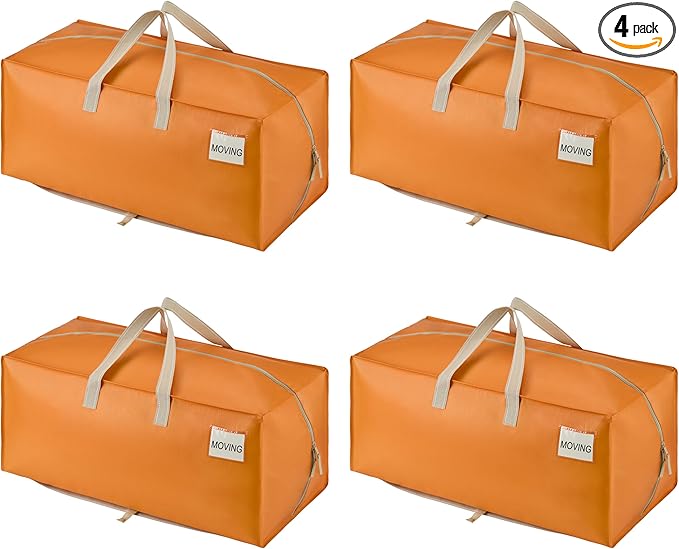 VENO 4 Pack Heavy Duty Moving Bags with Backpack Straps, Zippers & Handles, Extra Large Packing Bags for College Dorm Essentials, Moving Supplies Alternative to Cardboard Moving Boxes