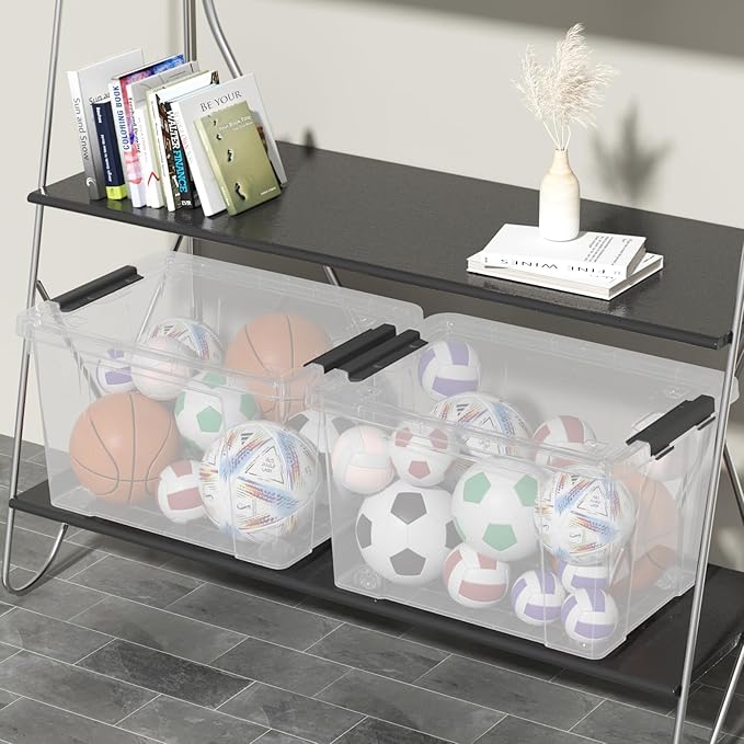 40 Quart Large Plastic Storage Bins with Lids, Clear Storage Tote with Wheels, 4 Packs