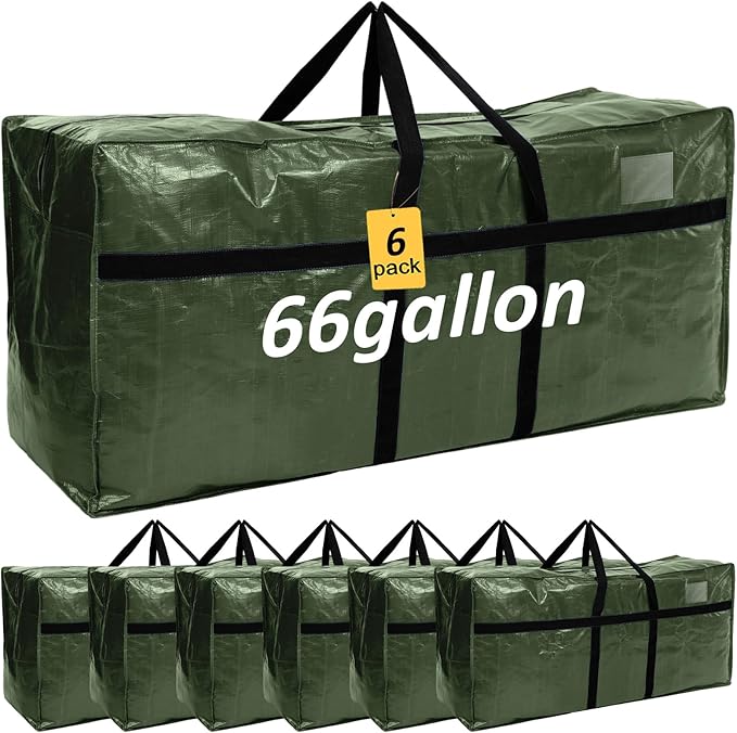 4 Pcs 66 Gallon Extra Large Moving Bags Heavy Duty Storage Bag with Strong Zipper Handle Foldable XXL Jumbo Storage Tote Packing Moving Box for College Dorm Travel Cloth Duffle (Green)