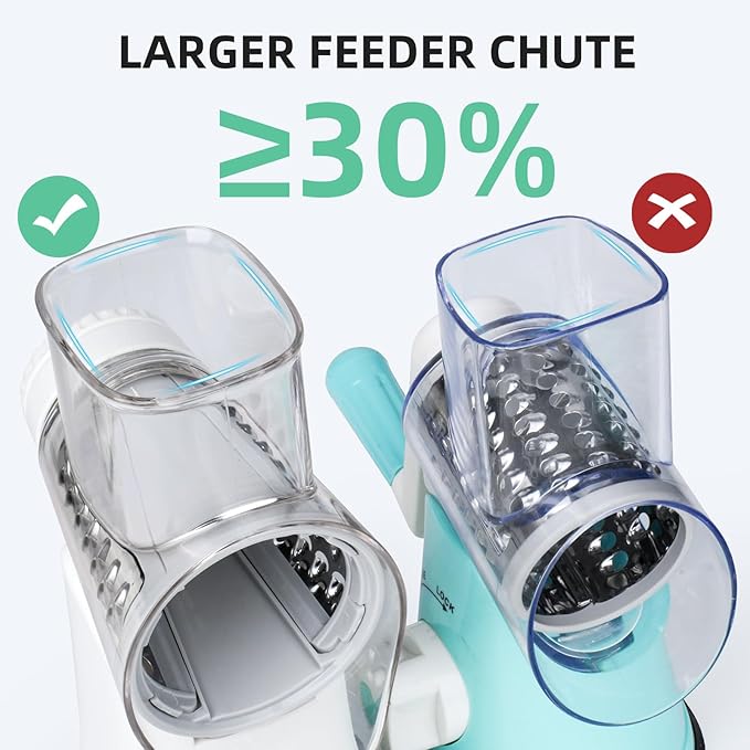 REDPANT 5 in 1 Rotary Cheese Grater, Manual Hand Crank Cheese Grater With Reinforced Suction & 5 Interchangeable Blades, Multifunctional Cheese Shredder, Easy to Use and Clean, White