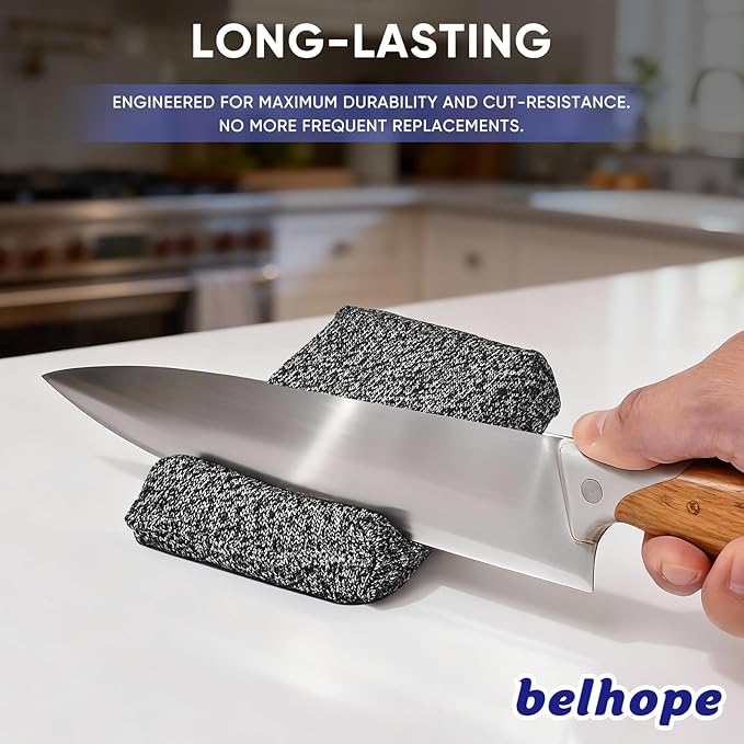 Belhope Heavy Duty Kitchen Sponges - Lasts 20x Longer, Heat Resistant & Cut Proof Scratch-Free, Safe for Non-Stick Cookware Versatile Household, Bathroom & Outdoor Cleaning Supplies (3, Grey)