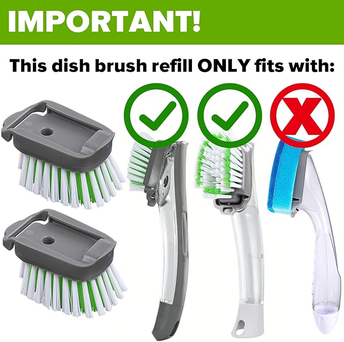 Dishwand Brush Refill, 8 Pack Dish Brush Refills Compatible with Scotch-Brite Dishwand, Dish Soap Brush for Dishes, Pans, Sink, Pots