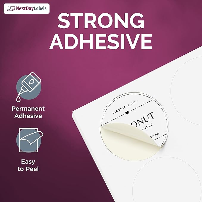 NextDayLabels 3.33 Inch Round Circle Stickers White Blank Labels for Laser Inkjet Printer - 6 Per Sheet Self-Adhesive Product Packaging Logo Made in USA - 3000 Labels