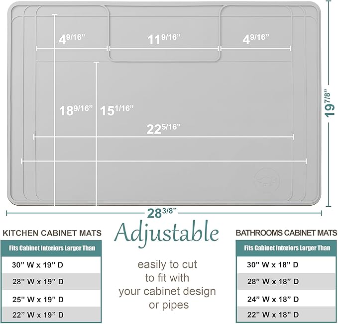 Heavy-Duty Under Sink Mat – Waterproof Silicone Cabinet Liner for Kitchen & Bathroom | Protects from Leaks, Spills | Trimmable, Easy to Clean, Ideal for Homeowners | 28" x 19" or smaller