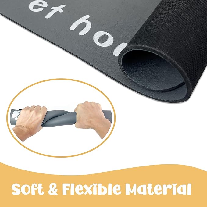 Dog Food Mat, Diatom Ooze Cat Water Mats Non Slip for Floors Waterproof and Water Absorption, Easy to Clean-Paw (12" H*15.5" L)