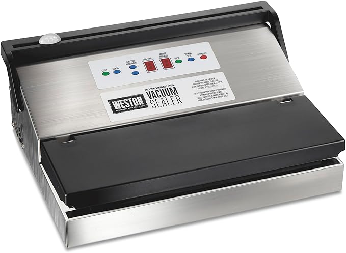 Weston Brands Vacuum Sealer Machine for Food Preservation & Sous Vide, Extra-Wide 5mm Bar for Sealing Bags up to 11" Wide, 460 Watts, Pro 1100, Stainless Steel (65-0650-W)