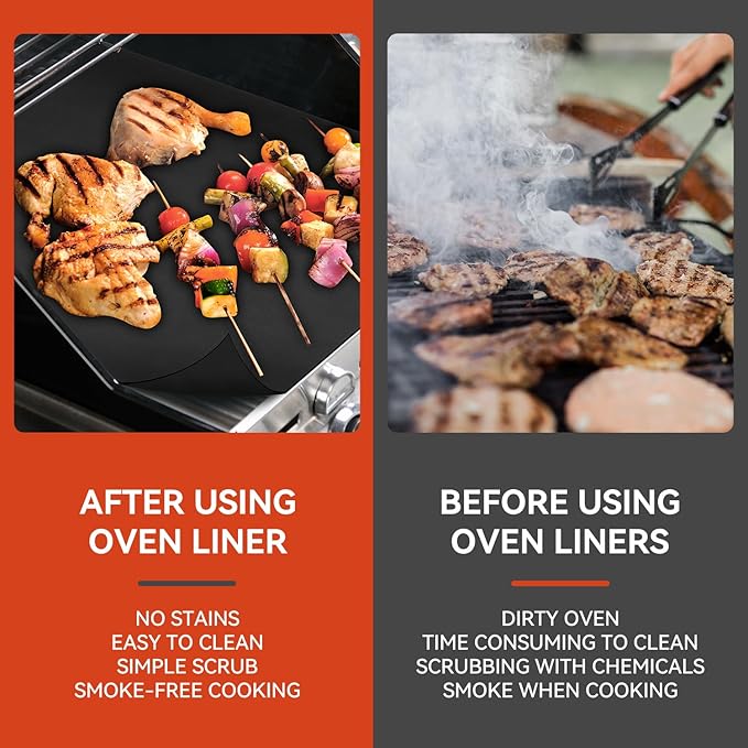Oven Liner for Bottom of Oven, Cut to Size Air Fryer Liners, Stovetops Protector & Grills Mat Thick Heavy Duty Non Stick Teflon Sheet with BPA and PFOA Free 16x75 Inches
