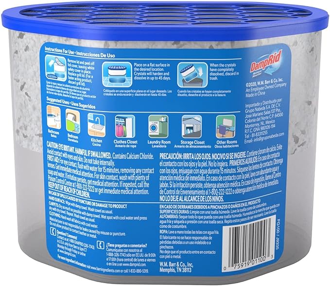 DampRid Fragrance Free Disposable Moisture Absorber - 10.5 oz. Each - 3 Pack – Attracts & Traps Excess Moisture, Eliminates Musty Odors, Creates Fresher, Cleaner Air