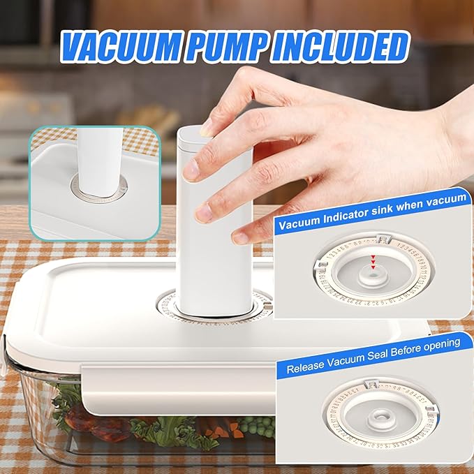 Vacuum Sealer for Food(Mini Handheld Vacuum Sealer Machine + 6 Borosilicate Glass Food Storage Containers +10 Food Saver Sealer Bags) | Keep Food Fresh Longer,Ideal for Meal Prep, Marinating