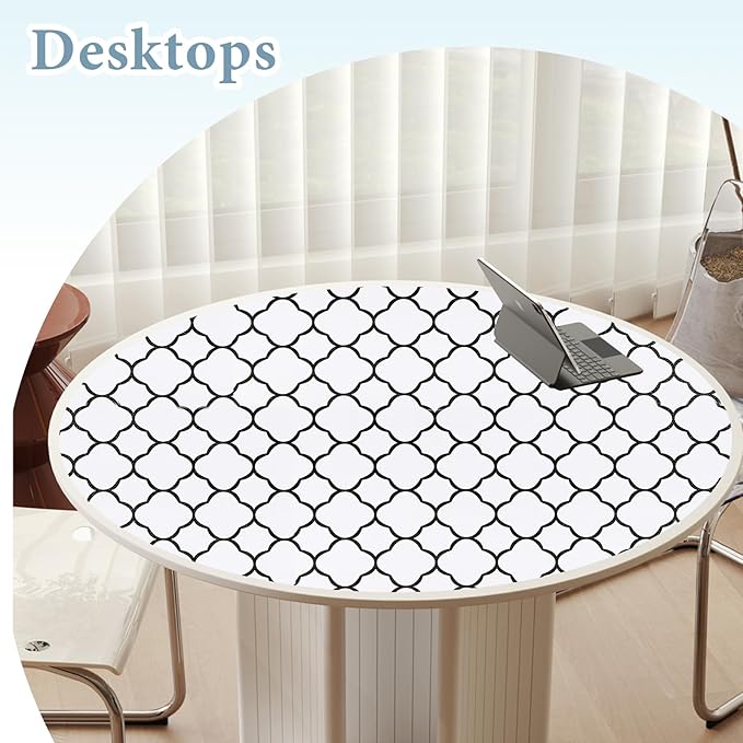 Shelf Drawer Liners for Kitchen Cabinets 17.3 x 236 Inches Non Adhesive Drawer Liner Thickened Refrigerator Liner Black Quatrefoil Strong Non-Slip Paper for Tool Box with Knife and Tape Measure