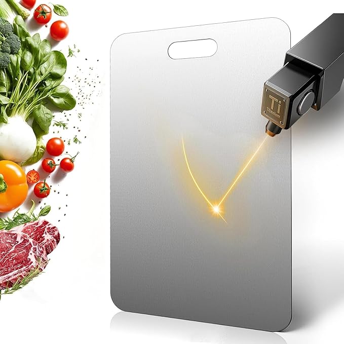 Katuchef Titanium Cutting Board 2026 New Upgrade Titanium Grade 5 Cutting Boards for Kitchen Non Toxic, Non-slip, Hygiene Durable Chopping Board Suitable for Dishwasher Safe(13.38 * 9.05)