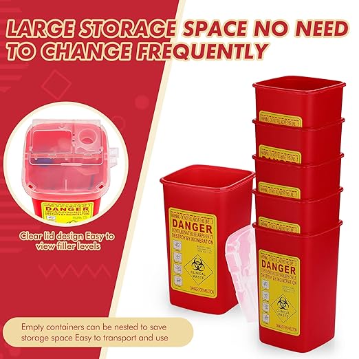 Chumia 30 Pcs Sharps Containers for Home Use, 1 Quart Portable Small Needle Disposal Sharps Container Home Travel, with Locking Lid for Biohazard Syringes, Safe Needle Box Disposal