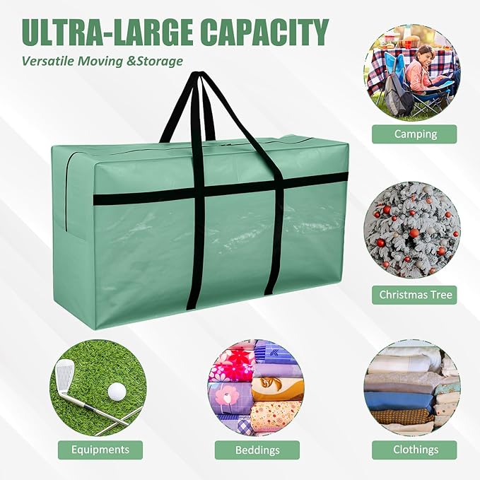 4 Pcs 66 Gallon Extra Large Moving Bags Heavy Duty Storage Bag with Strong Zipper Handle Foldable XXL Jumbo Storage Tote Packing Moving Box for College Dorm Travel Cloth Duffle (Teal)