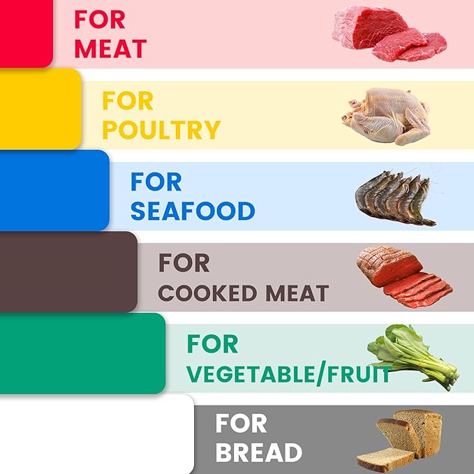 EASYROSE Plastic Cutting Board Set of 6, 24 x 18 x 1/2 Inch Commercial Grade Chopping Board Large Multi-Color Cutting Boards for Kitchen - Dishwasher Safe, NSF Certified