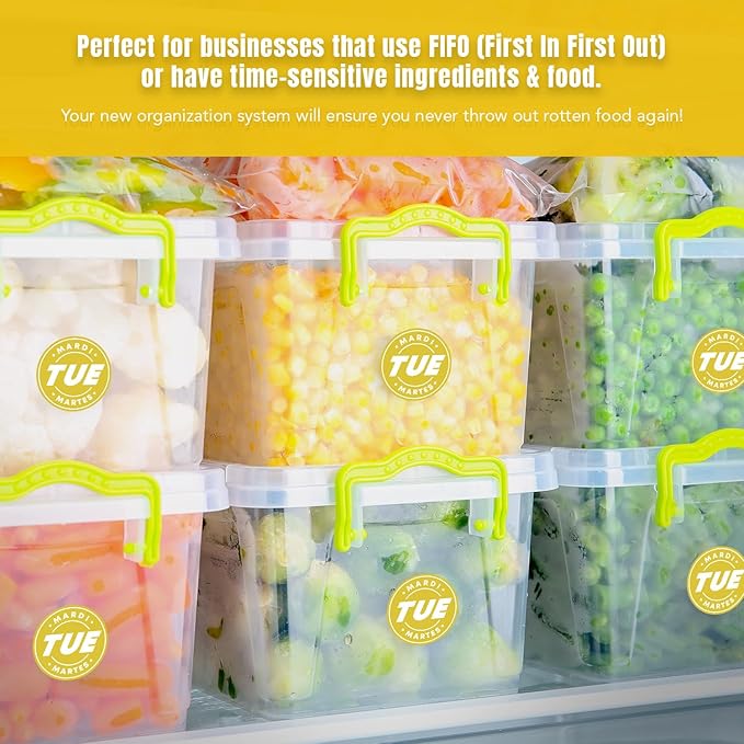 Easy Identification Date Stickers 7,000 Days of The Week Stickers – Tuesday 3/4" Days of The Week Food Labels – Day Dots for Food – Restaurant Supplies – Best by Commercial Kitchen Supplies