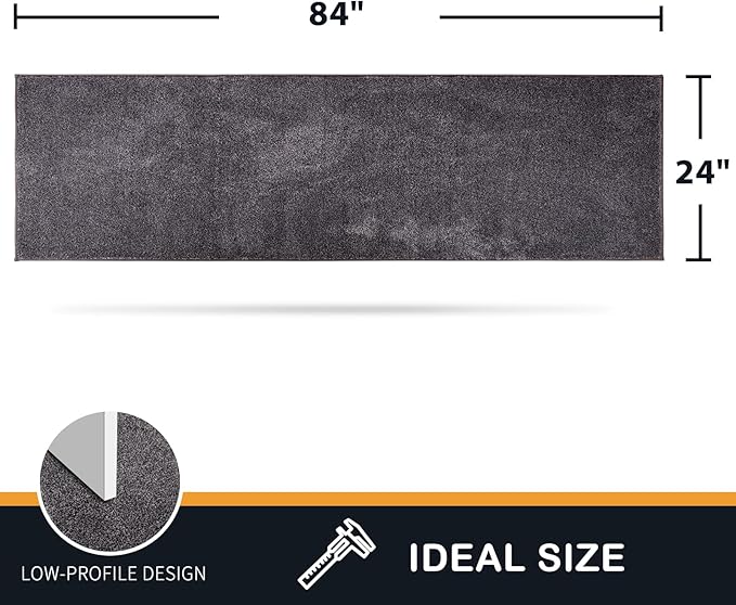 PURRUGS Dirt Trapping Door Mat 24" x 84", Non-Slip Machine Washable Entryway Rug, Dog Doormat, Indoor Front Door Mat, Super Absorbent Entry Rug for Muddy Shoes & Paws, Light Grey-Dark Grey
