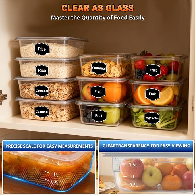 RVGMBO 1/6 Size 6 Inch Commercial Food Pan with Lids-[NSF Certified][Hot&Cold Resistant] 6PCS Clear Restaurant Food Storage Containers with Lids, Topping Salad Bar Container (BPA-Free)
