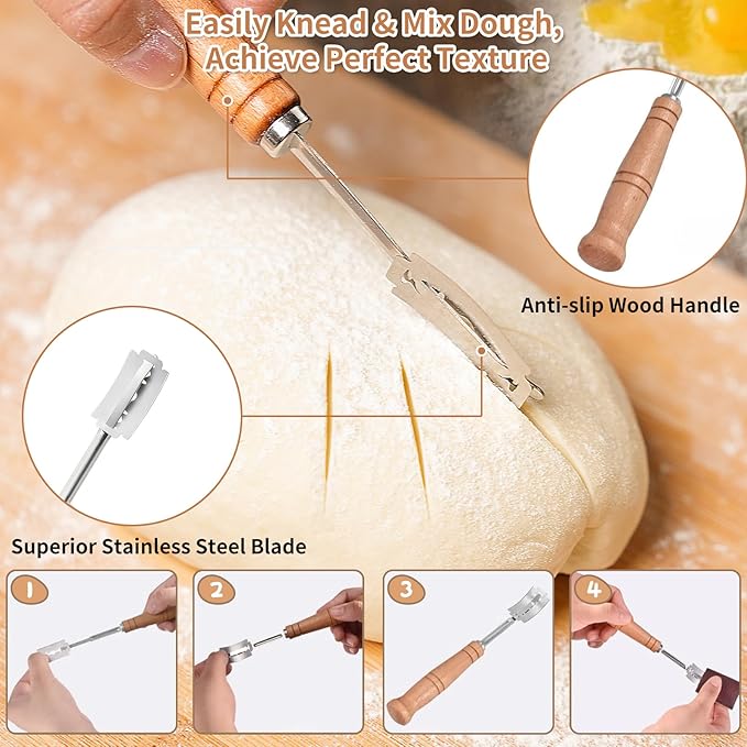 SOURACE Sourdough Starter Kit with 10" Round & 9" Oval Banneton Proofing Basket and Starter Jar, Complete Sourdough Bread Baking Supplies and Baking Gifts for Women, Men, and Bread Bakers
