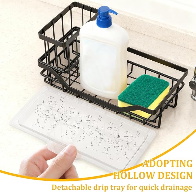 6Pc Bulk Kitchen Sink Caddy,Sponge Holder For Kitchen Sink,Kitchen Caddy Sink Organizer,With Detachable Brush Holder And Drip Tray For Household,Hotel,Apartment,Dormitory,Kitchen(8.3Lx4.2Wx5H Inch)