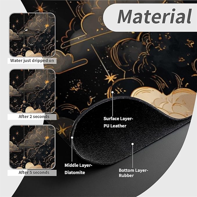 Kitchen Sink Splash Guard，clouds, stars,moons Faucet Mat Sink Gadgets-Super Absorbent Fast Drying Mat Drip Catcher for Kitchen, Bathroom,Sink Mat, Dish Drying Mat, Bathroom(15" X 5.5" )