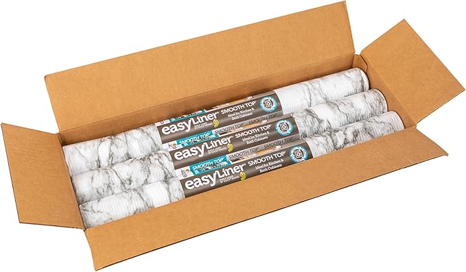 Duck Brand Smooth Top EasyLiner for Cabinets & Drawers - Easy to Install & Cut to Fit - Shelf Paper & Drawer Liner Non-Adhesive - Non Slip Shelf Liner - 20 Inch Width - 36 Total Feet - Grey Marble