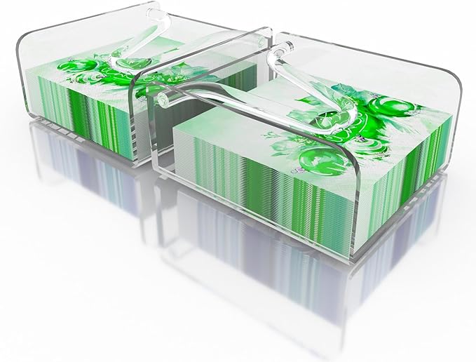 Sarpu Tecz Clear Acrylic Napkin Holder Cocktail Napkin Holders with Weight Arm, 6.5"x6.5" Acrylic Luncheon Napkin Holder for Kitchen Counter, Dining Table, Bathroom Vanity (2pcs)