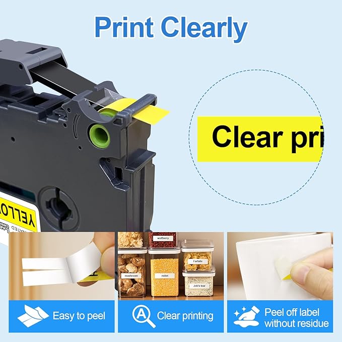 Label Orison Compatible with Brother P Touch Label Tape TZ641 TZE641 TZo641 18mm TZe Tape for Brother Label Maker Refills PT-D210 PT-H110 PT-D220 PT-D400, 3/4 Inch x 26.2ft, Black on Yellow, 5Pack