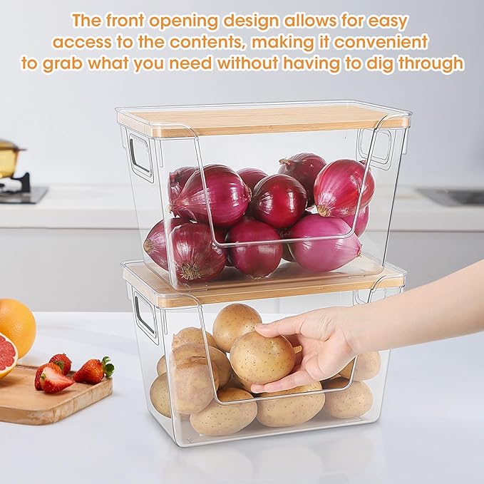 2 Set Kitchen Pantry Organizers and Storage Bins with A Fridge Onion Saver for Onion, Potato, Fruit, Produce, Vegetable Storage, Stackable Trash Bag Holder