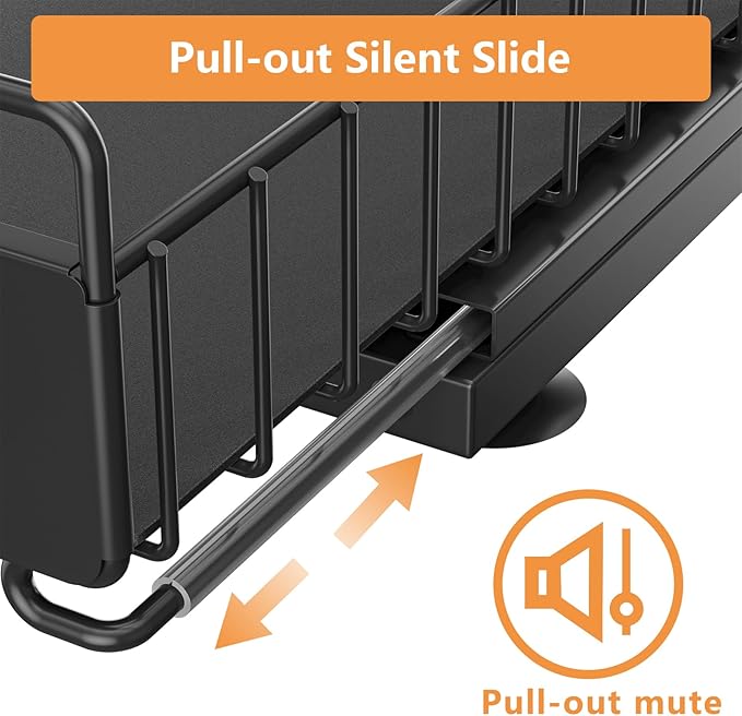 HOMEAILIE Under Sink Organizer, 2 Packs Under Sink Organizers and Storage, Slide Out Pull Out Cabinet Organizer Shelf with Metal Drawers for Kitchen Bathroom Pantry, Black