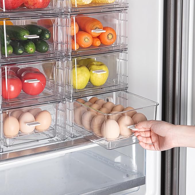 BPA-Free Egg Storage Drawer - Stackable Refrigerator Egg Tray, 2 Pack, 36 Egg Tray.