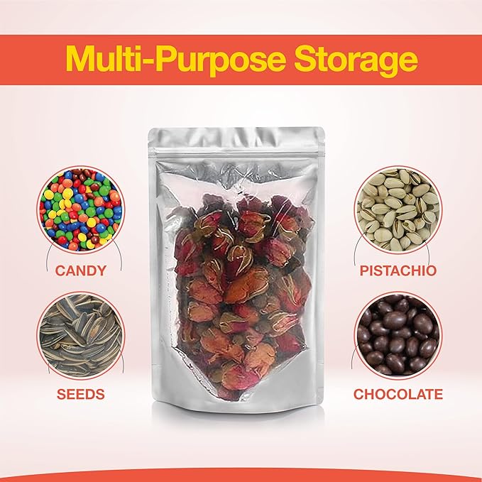 BELLE KR® 3x5 Small Mylar Bags for Freeze Dried Candy - Pack Of 100-4 Mil Thick - Clear Mylar Bags with See Through Window for Freeze Drying