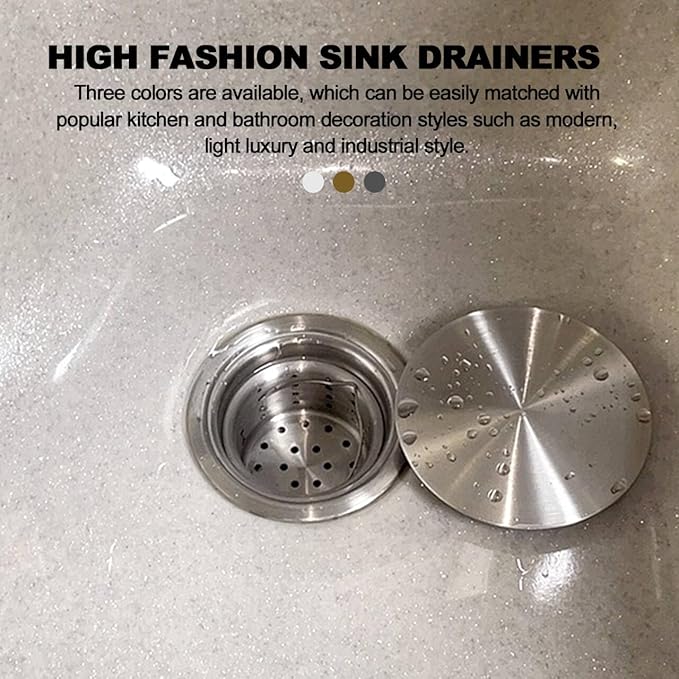 3 1/2" Kitchen Sink Drain Kit Replacement Sink Drain Assembly Removable 304 Stainless Steel Deepen Sink Strainer Basket with Sealing Cover for Kitchen Laundry Room RV(Brushed)