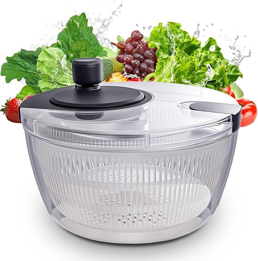 Salad Spinner Large, Fruit Washing Bowl with Strainer, Quick and Easy Use Lettuce Spinner, Fruits and Vegetables Washer, Lettuce Salad Dryer, Kitchen Essentials (4L/4.23Qt)