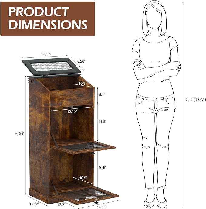 Wooden Potato and Onion Storage Bin w/Lid, Large Capacity and Ventilated Design, Ideal for Pantry, Kitchen Brown