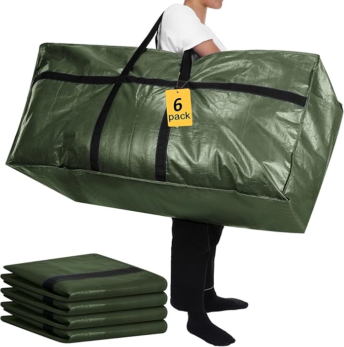 4 Pcs 66 Gallon Extra Large Moving Bags Heavy Duty Storage Bag with Strong Zipper Handle Foldable XXL Jumbo Storage Tote Packing Moving Box for College Dorm Travel Cloth Duffle (Green)