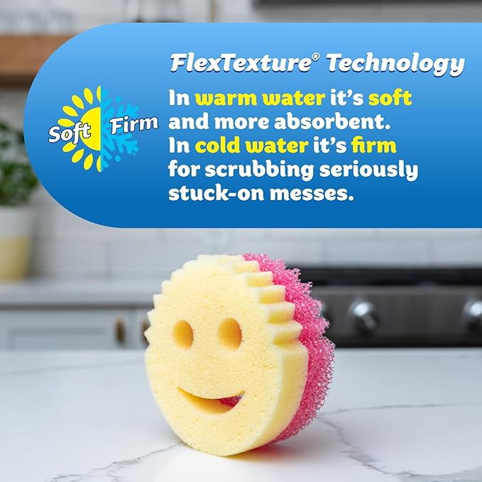 Scrub Daddy 6 Scrub Mommy Kitchen Sponges & 1 Daddy Caddy Sponge Holder - Scratch-Free for Dishes & Multipurpose Cleaning - BPA Free & Made with Polymer Foam - Stain & Odor Resistant