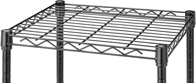 Whitmor 2 Tier Metal Storage Shelves, Heavy Duty Shelf with Basket, 350 lbs Capacity per Shelf, 700 lbs Total, Home Organizer for Kitchen, Garage, Bathroom, 15" L x 14" W x 15" H, Black